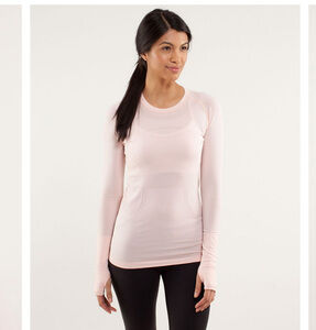 Lululemon Swiftly Tech Long Sleeve Crew Top Pale Pink Sz. 8